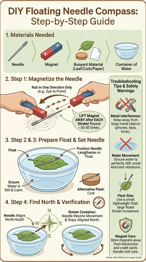 Visual Field Guide for making a floating needle compass